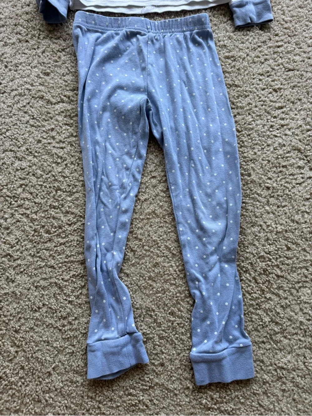Girls Bunny Pajama Set - White & Light Blue